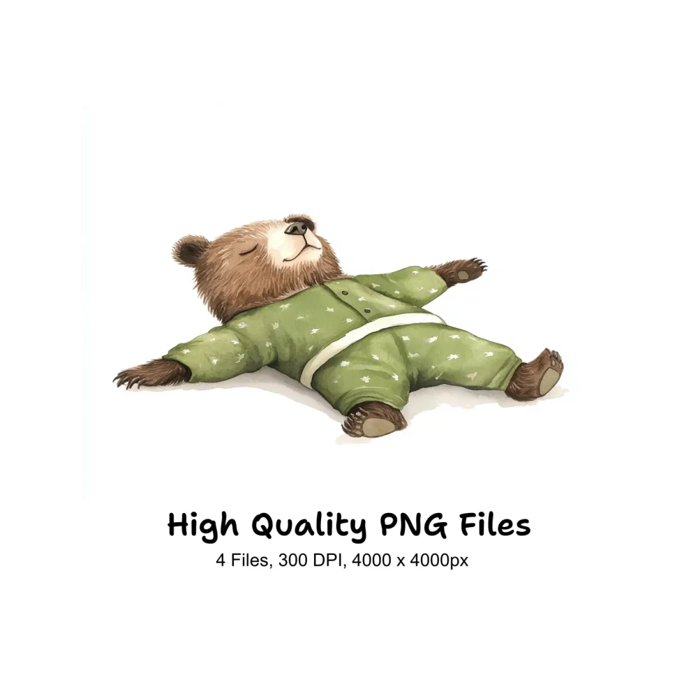 Cute Sleeping Bear Clipart Bundle