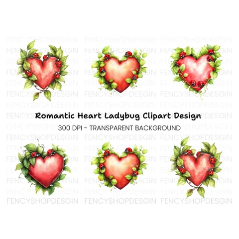 Ladybug Heart Clipart Bundle