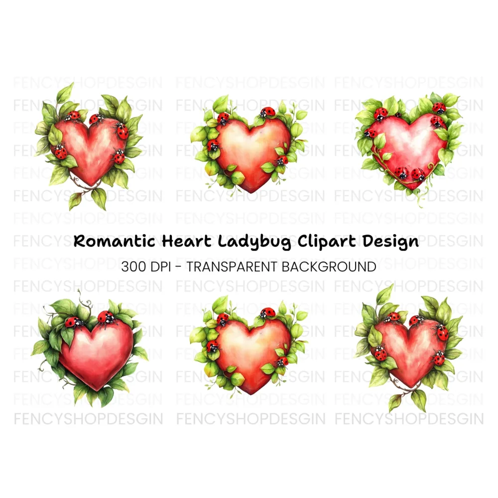 Ladybug Heart Clipart Bundle