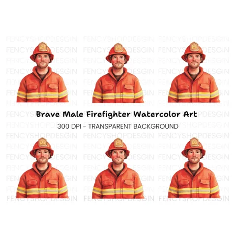 Brave Firefighter Illustration Clipart Bundle