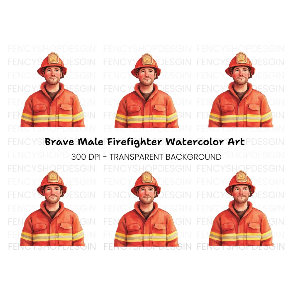 Brave Firefighter Illustration Clipart Bundle