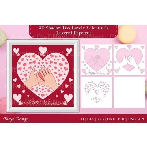 Shadow Box Happy Valentine Layered Papercut SVG