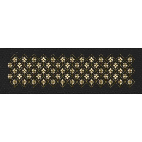 Floral Grid Gold & Black Embroidery Design