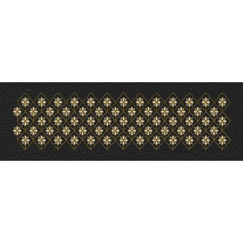 Floral Grid Gold & Black Embroidery Design