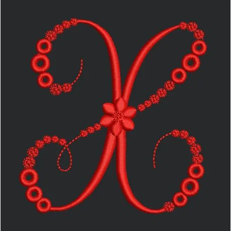 Floral Red Colour Embroidery Design