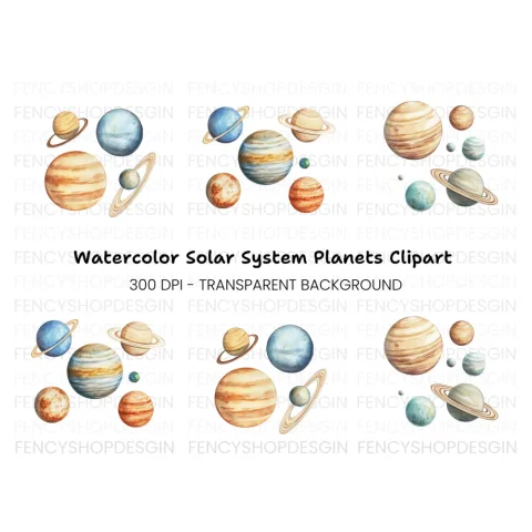 Solar System Planets Clipart Bundle