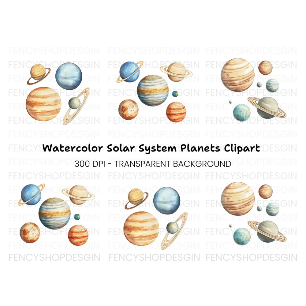 Solar System Planets Clipart Bundle