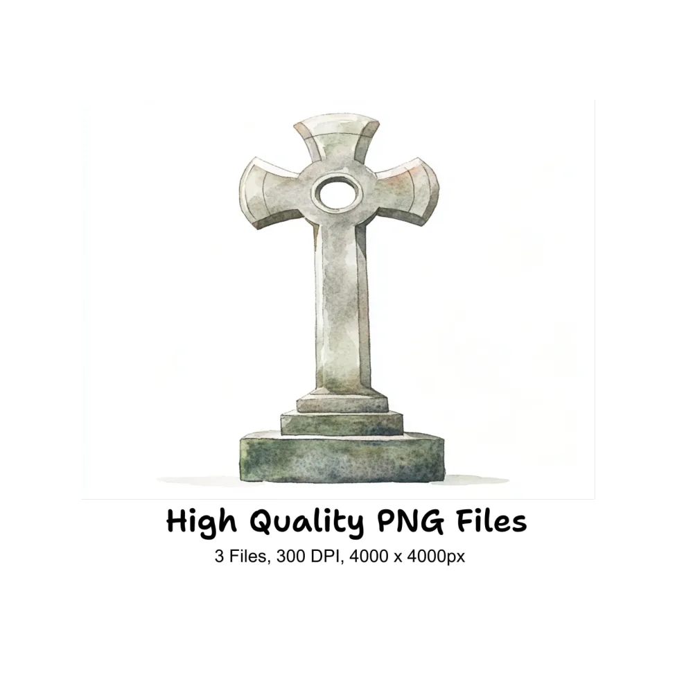 Celtic Cross Gravestone Clipart Bundle