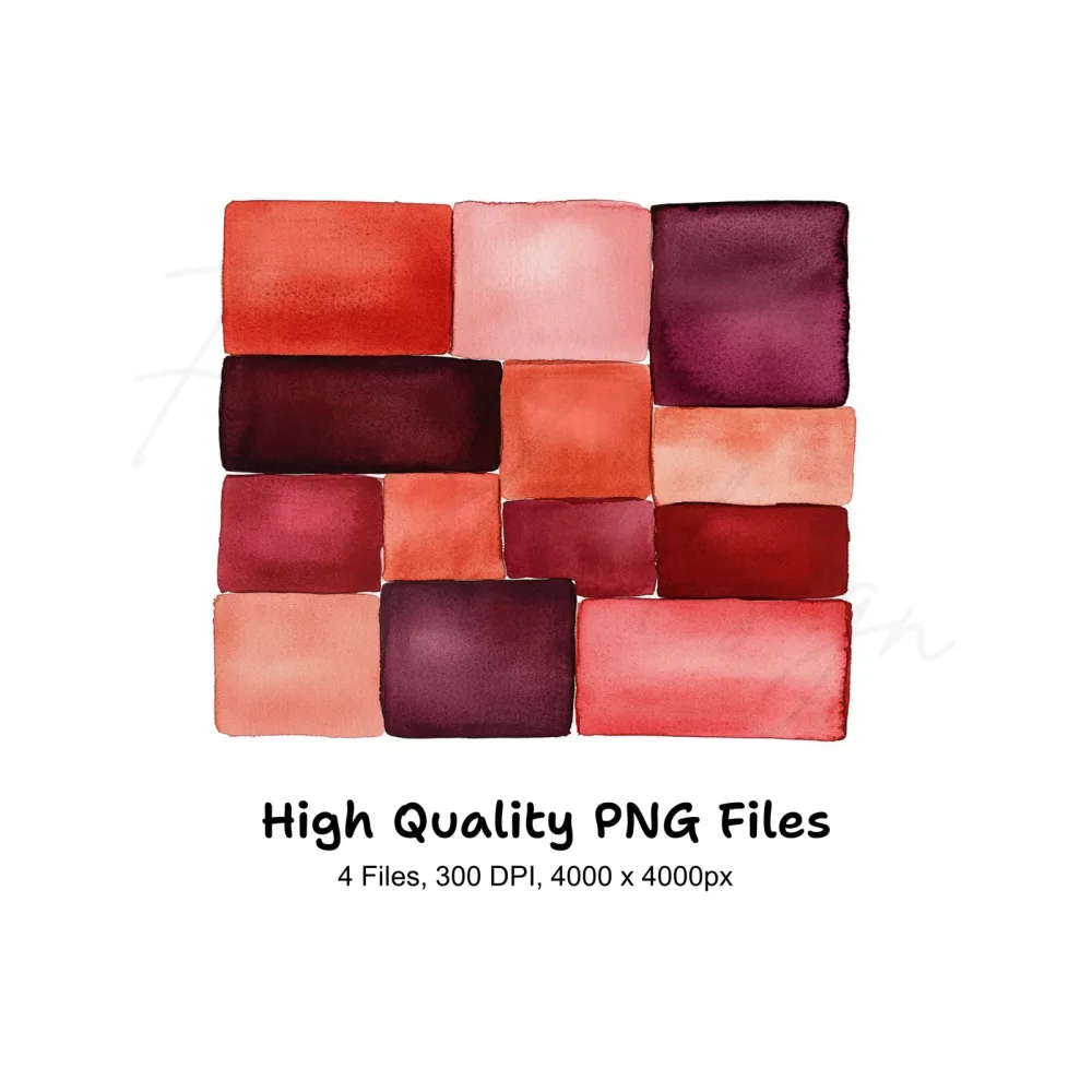 Abstract Red Shapes Clipart Bundle