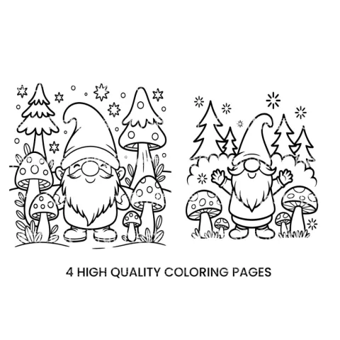 Cute Gnome Mushroom Forest Coloring Books