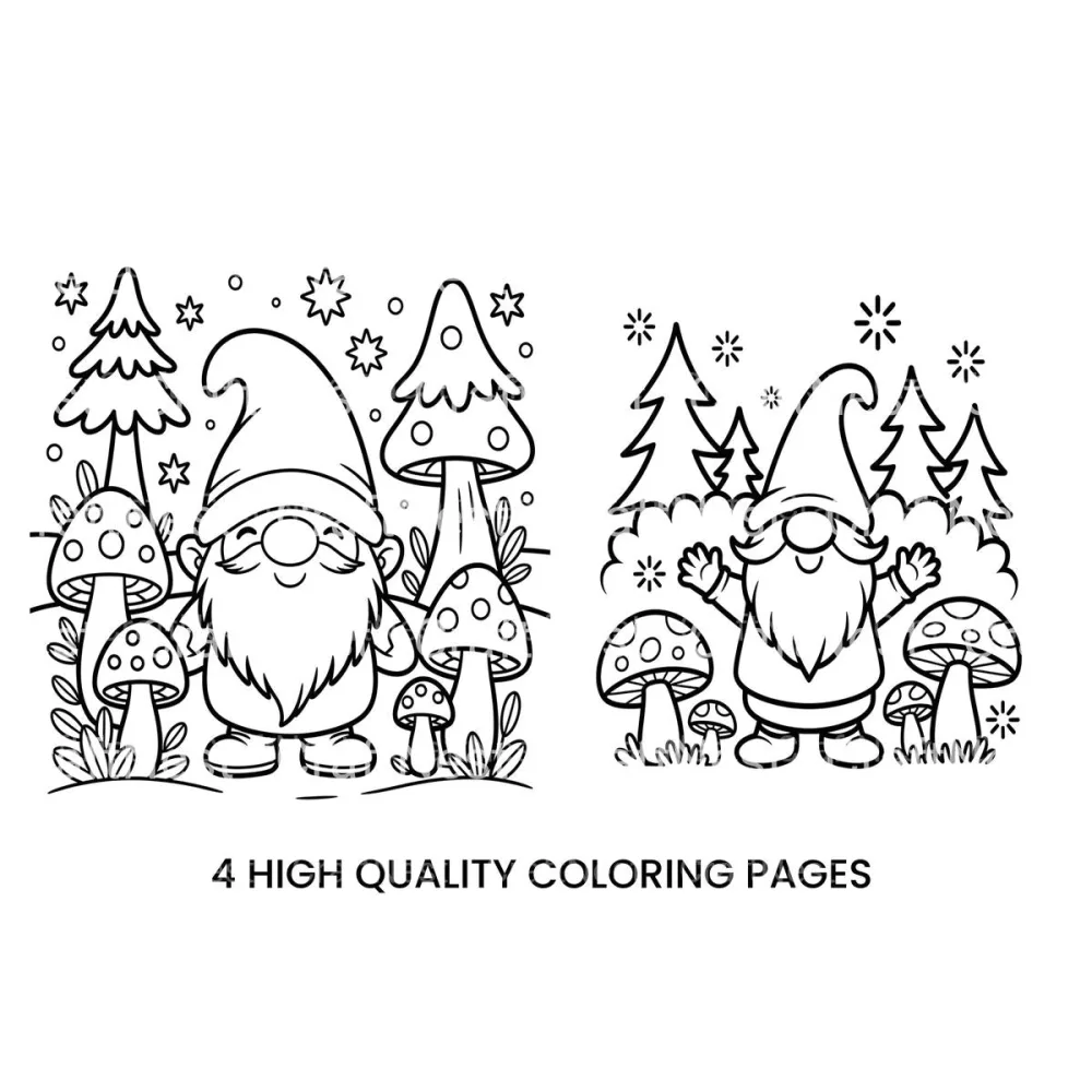 Cute Gnome Mushroom Forest Coloring Books