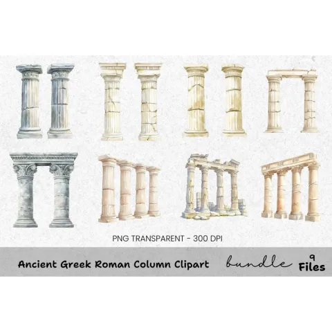 Ancient Greek Roman Column Clipart Bundle