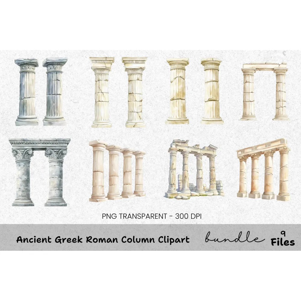 Ancient Greek Roman Column Clipart Bundle