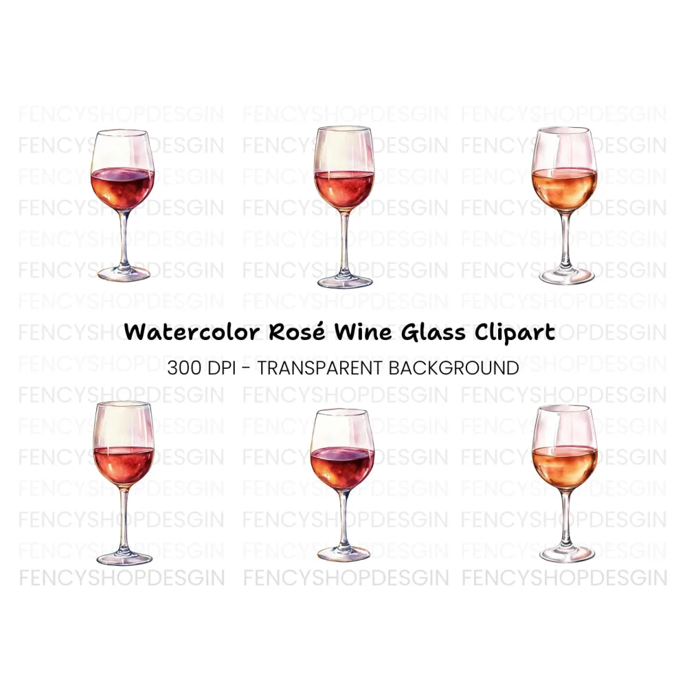 Wine Glasses Clipart Bundle