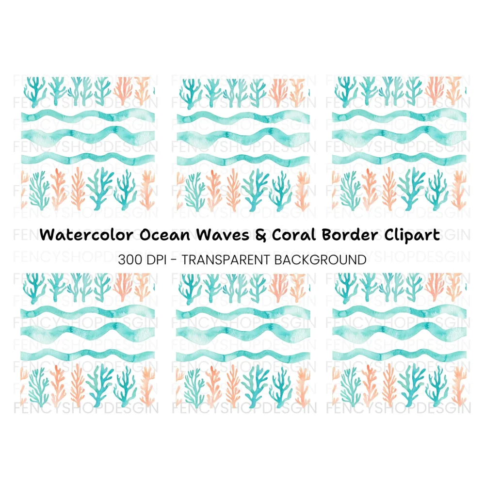 Coral Reef Pattern Clipart Bundle