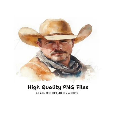 Cowboy Portraits Clipart Bundle
