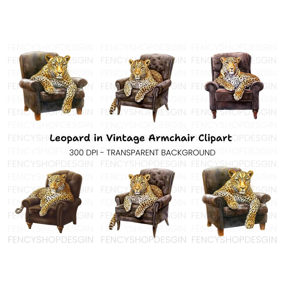 Leopard in Armchair Clipart Bundle