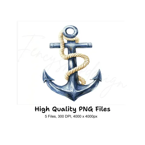 Nautical Anchor with Rope Clipart Bundle