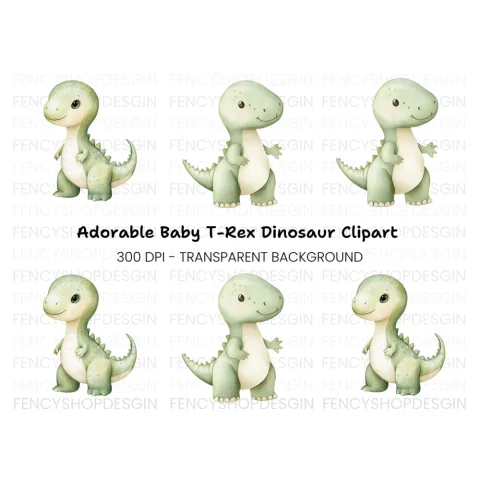 Cute Baby Dinosaur Clipart Bundle