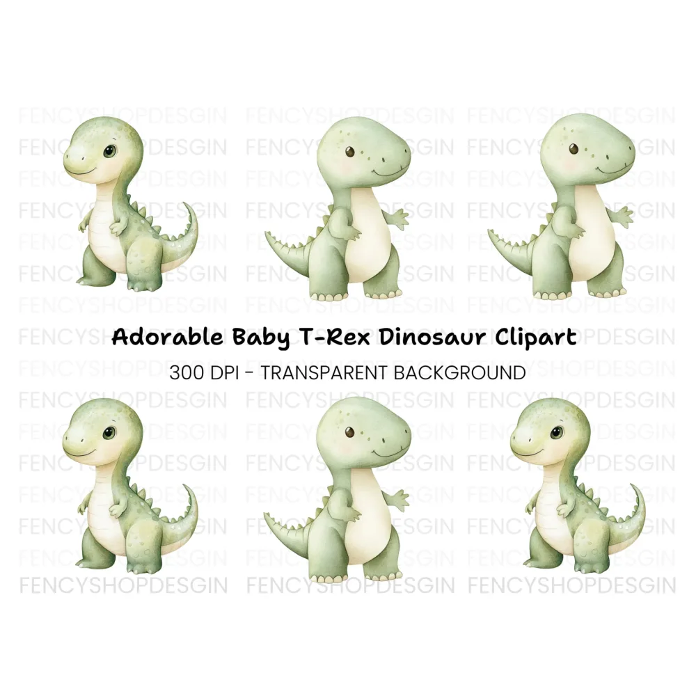 Cute Baby Dinosaur Clipart Bundle