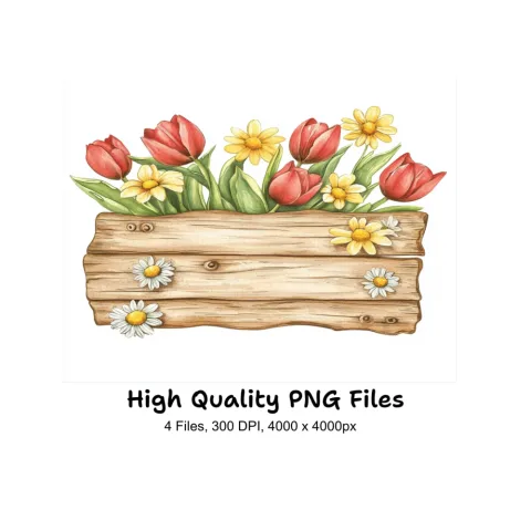 Spring Flower Box Clipart Bundle