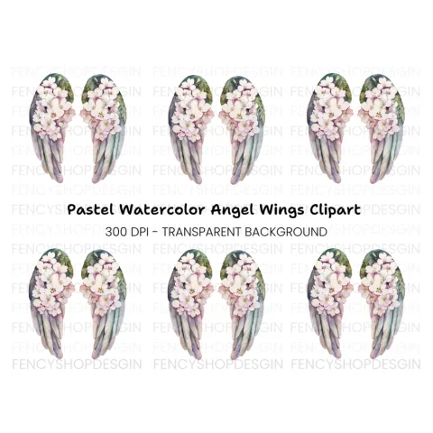 Floral Angel Wings Clipart Bundle