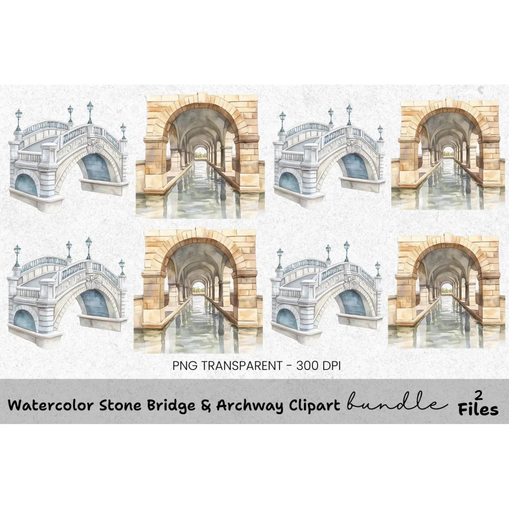 Stone Bridge Archway Clipart Bundle