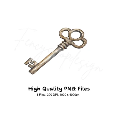 Vintage Skeleton Key Clipart Bundle