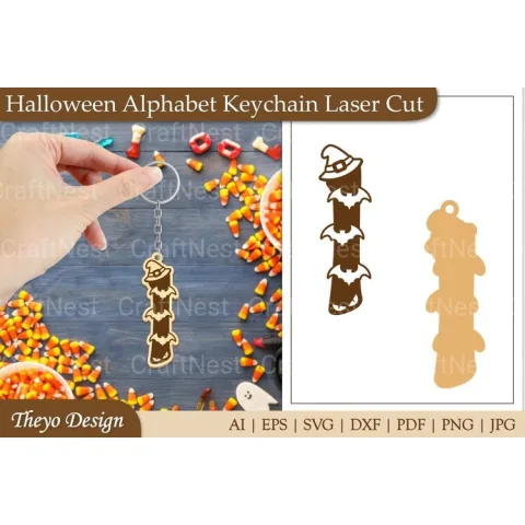 Halloween Keychain Alphabet SVG