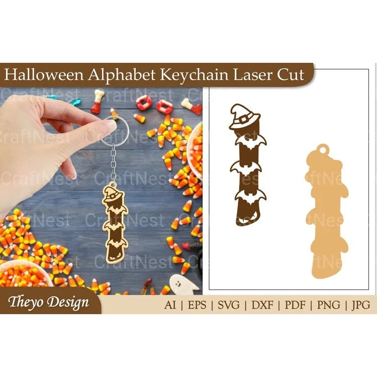 Halloween Keychain Alphabet SVG