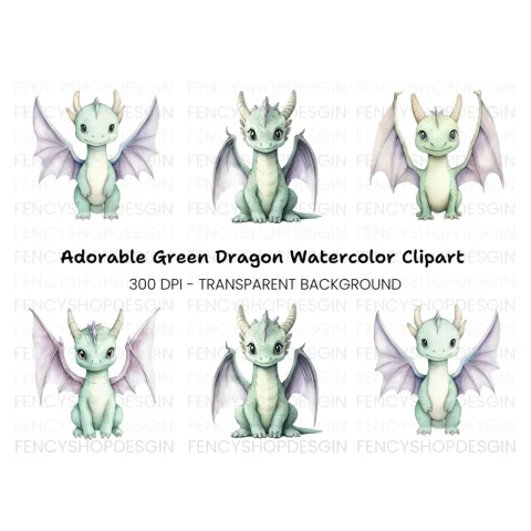 Cute Baby Dragon Clipart Bundle