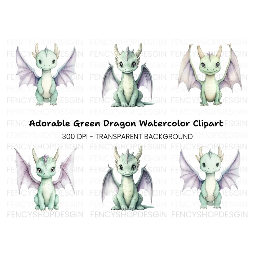 Cute Baby Dragon Clipart Bundle