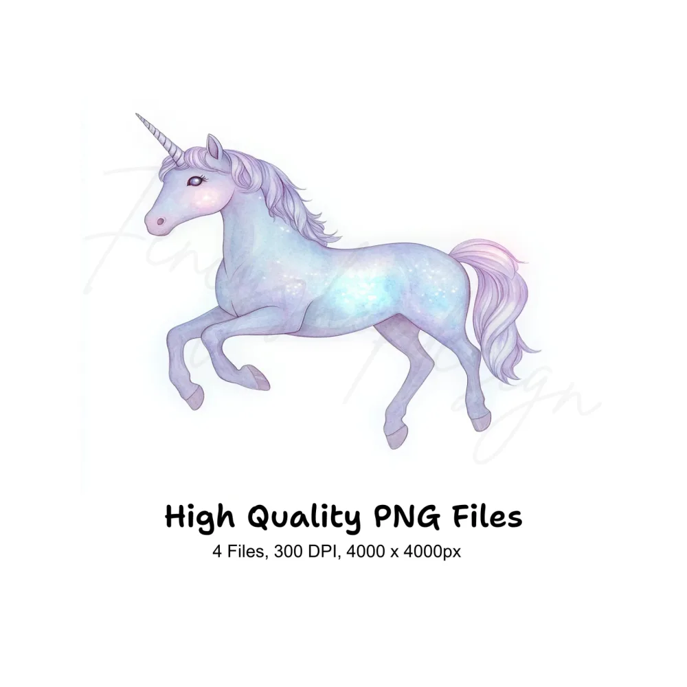 Sparkling Unicorns Clipart Bundle