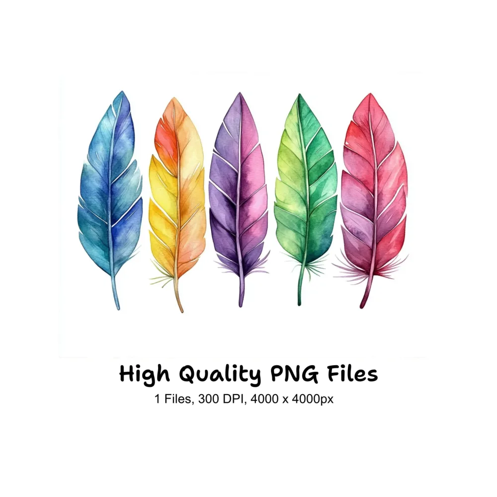 Vibrant Feather Clipart Bundle