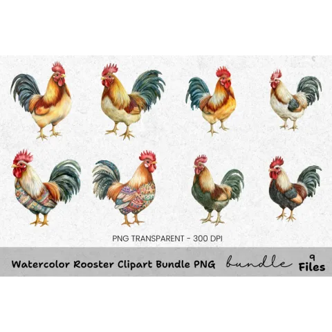 Rooster Clipart Bundle