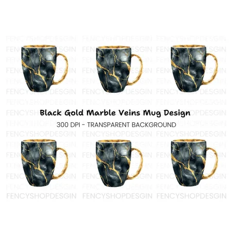 Kintsugi Black and Gold Clipart Bundle