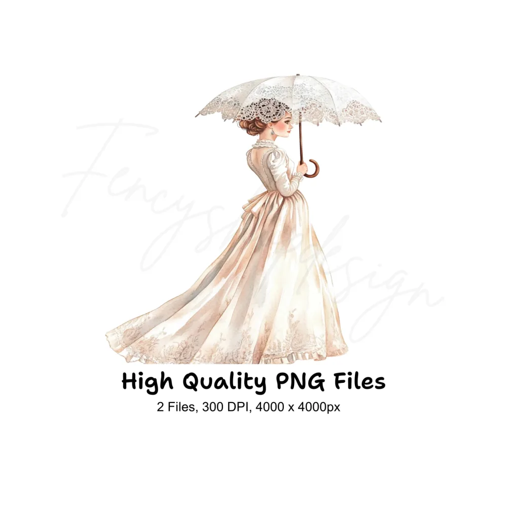 Victorian Ladies with Parasols Clipart Bundle