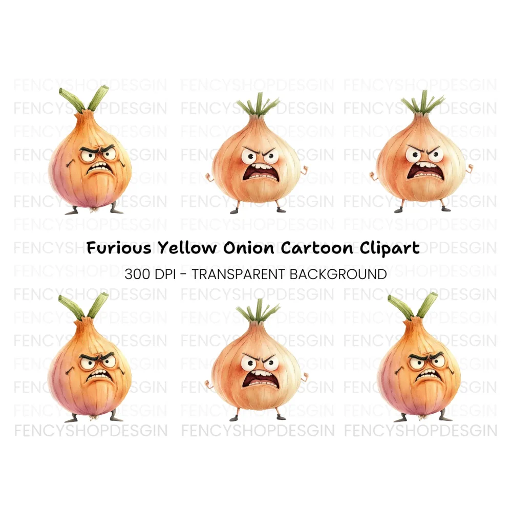 Angry Onion Cartoon Clipart Bundle