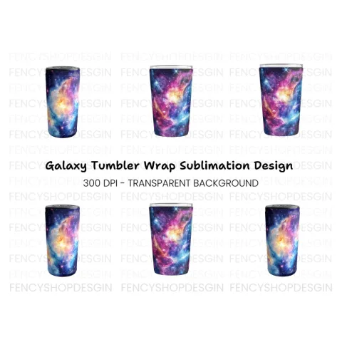 Vibrant Nebula Space Tumbler Clipart Bundle
