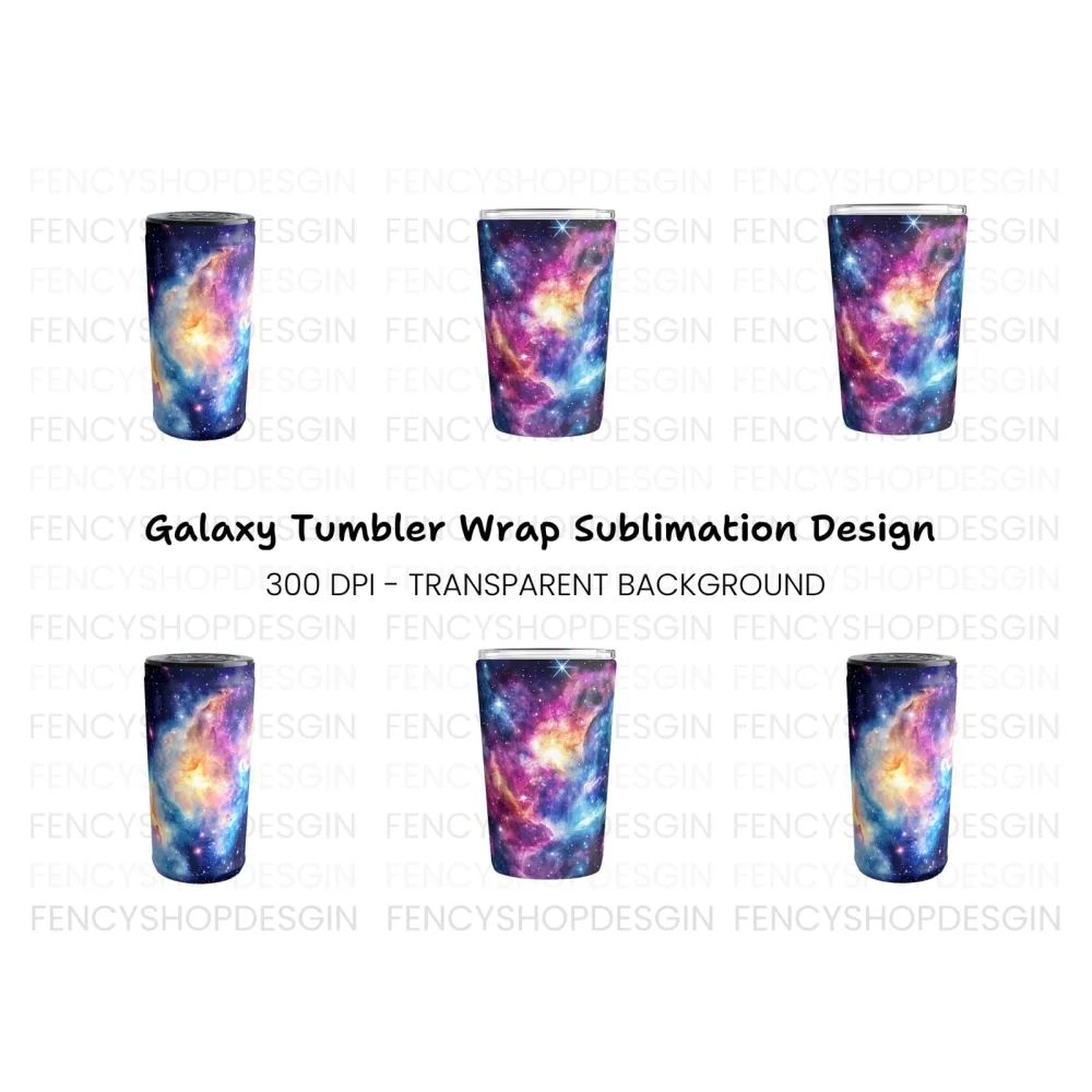 Vibrant Nebula Space Tumbler Clipart Bundle
