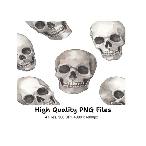 Spooky Skull and Foliage Clipart Bundle