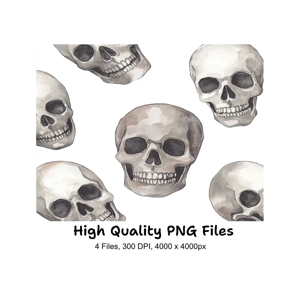 Spooky Skull and Foliage Clipart Bundle