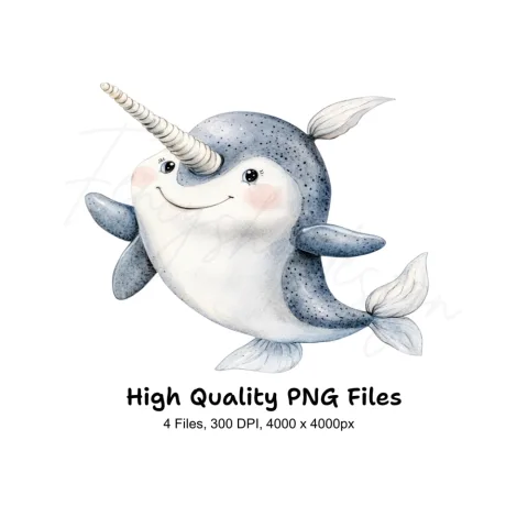 Adorable Narwhal Clipart Bundle