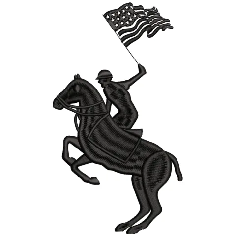 Flag Horse Rider Embroidery Design