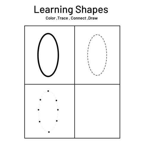 Learning Shapes Trace Connect Draw Worksheets