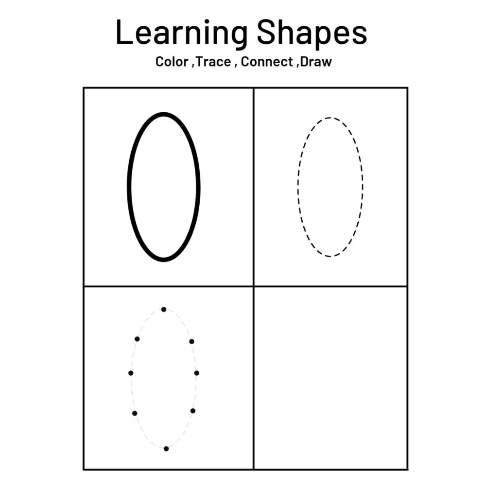 Learning Shapes Trace Connect Draw Worksheets