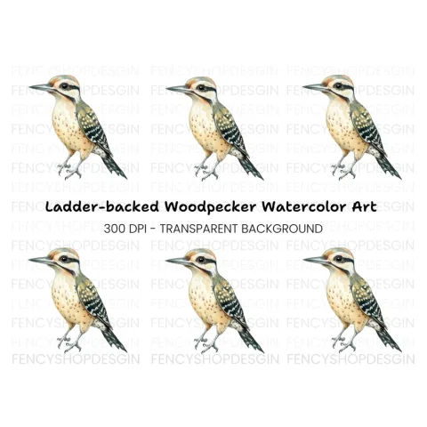 Cute Spotted Woodpecker Clipart Bundle