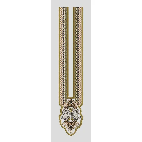 Vertical Geometrical Stripe with Ornamental Base Embroidery Design