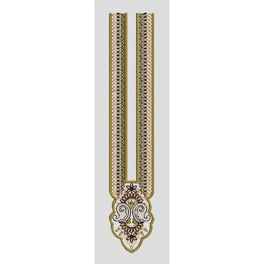 Vertical Geometrical Stripe with Ornamental Base Embroidery Design