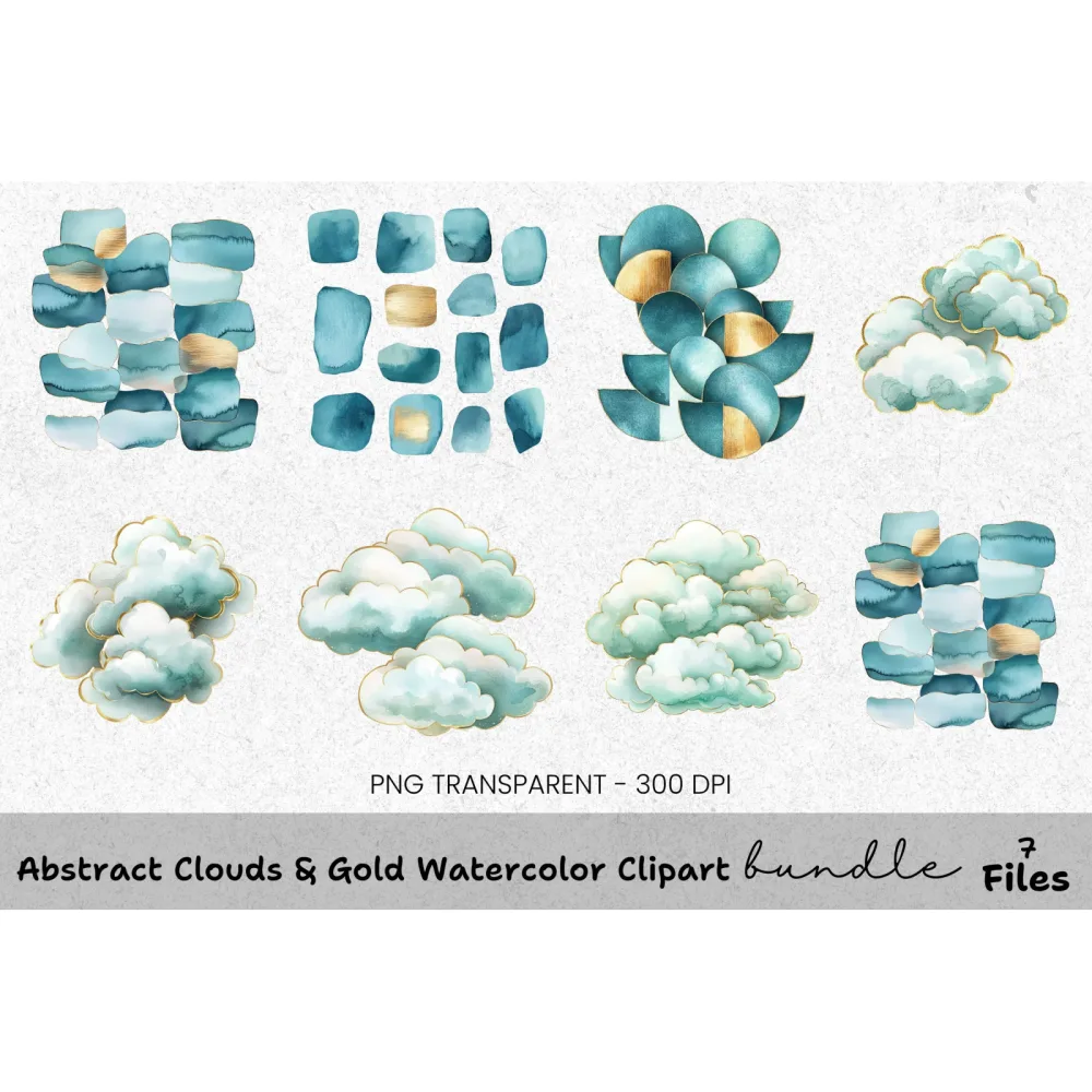 Abstract Gold Clouds Clipart Bundle